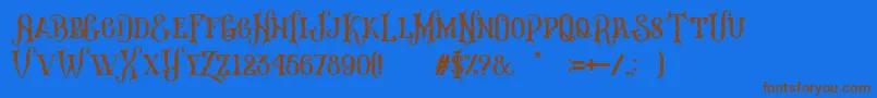 Melanesia Regular-Schriftart – Braune Schriften auf blauem Hintergrund