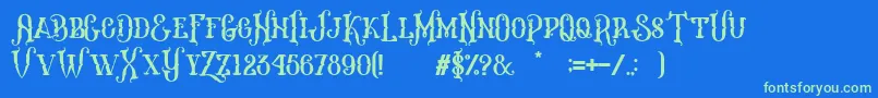 Melanesia Regular Font – Green Fonts on Blue Background
