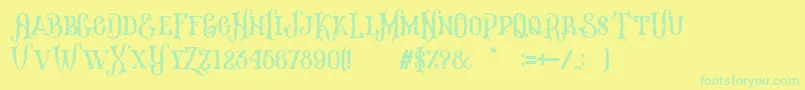 フォントMelanesia Regular – 黄色い背景に緑の文字