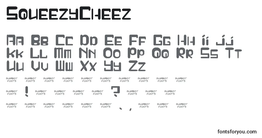 SqueezyCheez Font – alphabet, numbers, special characters
