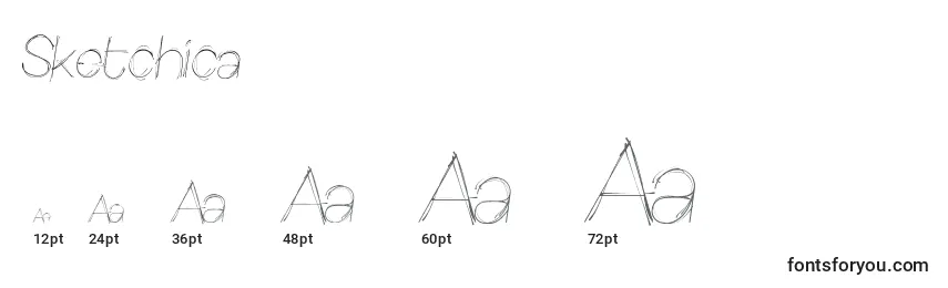sizes of sketchica font, sketchica sizes