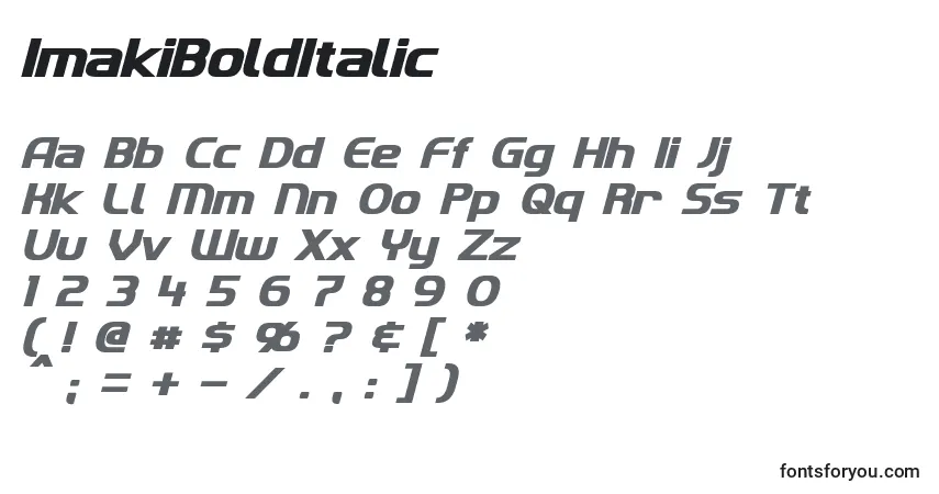 characters of imakibolditalic font, letter of imakibolditalic font, alphabet of  imakibolditalic font