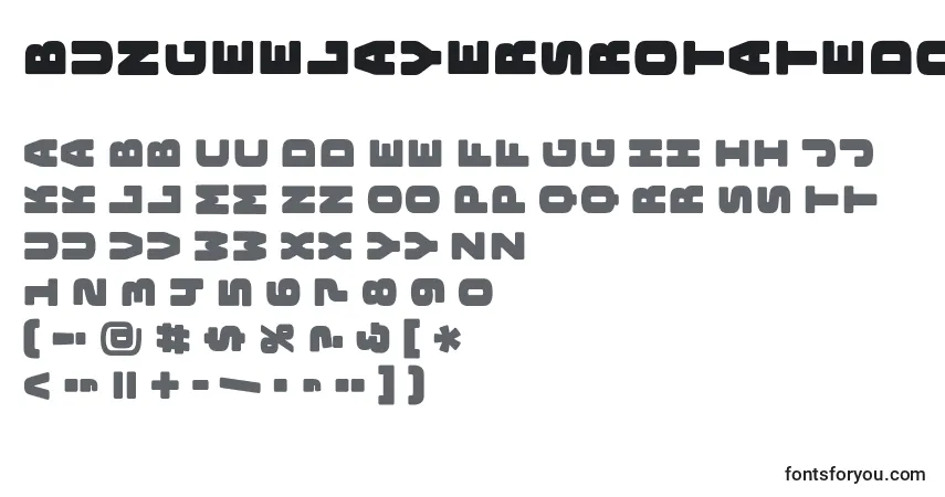 A fonte BungeelayersrotatedOutline – alfabeto, números, caracteres especiais