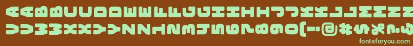 フォントBungeelayersrotatedOutline – 緑色の文字が茶色の背景にあります。