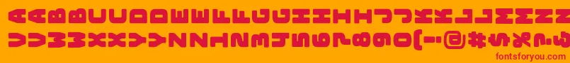 Fonte BungeelayersrotatedOutline – fontes vermelhas em um fundo laranja
