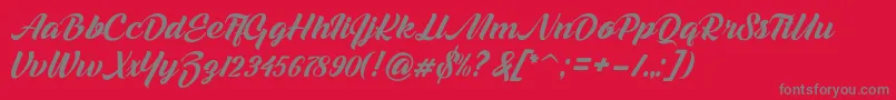 Melani Script Font – Gray Fonts on Red Background