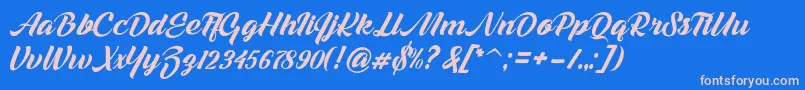 Fonte Melani Script – fontes rosa em um fundo azul