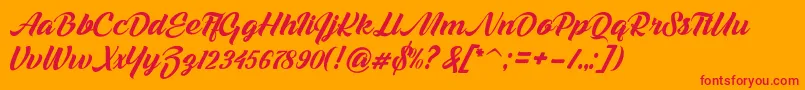 Melani Script Font – Red Fonts on Orange Background