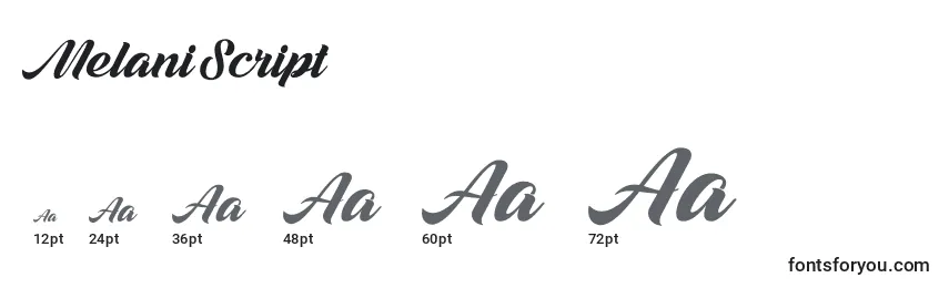 Melani Script Font Sizes