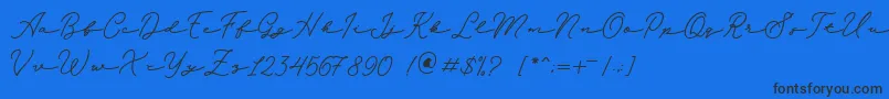 Melania Monoline DEMO-Schriftart – Schwarze Schriften auf blauem Hintergrund