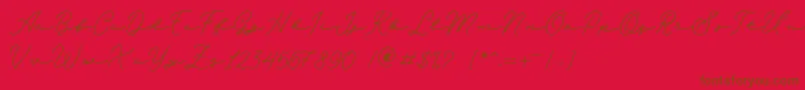 Melania Monoline DEMO Font – Brown Fonts on Red Background