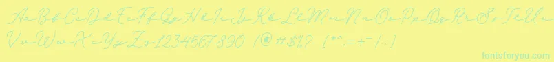 Melania Monoline DEMO Font – Green Fonts on Yellow Background