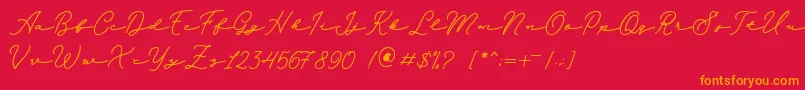 Melania Monoline DEMO Font – Orange Fonts on Red Background