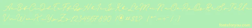 フォントMelania Monoline DEMO – 黄色の文字が緑の背景にあります