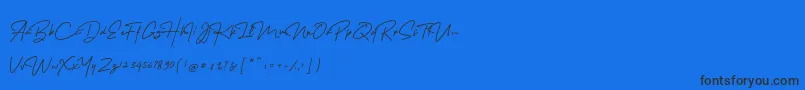 Czcionka MelanicBlackScript Regular – czarne czcionki na niebieskim tle