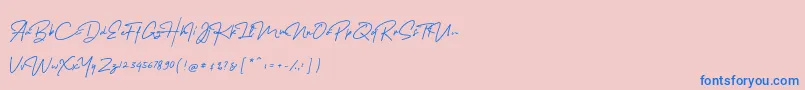 Fonte MelanicBlackScript Regular – fontes azuis em um fundo rosa
