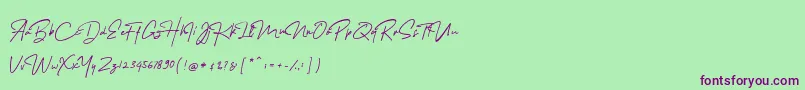 MelanicBlackScript Regular Font – Purple Fonts on Green Background