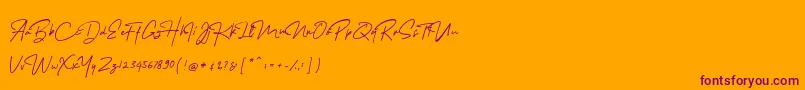 MelanicBlackScript Regular-Schriftart – Violette Schriften auf orangefarbenem Hintergrund