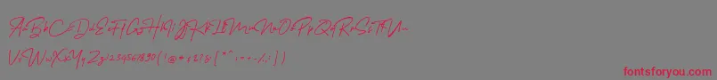 MelanicBlackScript Regular-Schriftart – Rote Schriften auf grauem Hintergrund