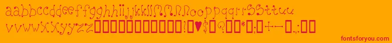 melanie-Schriftart – Rote Schriften auf orangefarbenem Hintergrund