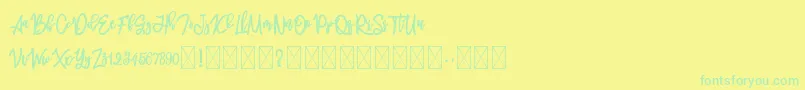 melankolis-Schriftart – Grüne Schriften auf gelbem Hintergrund