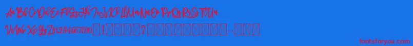 melankolis Font – Red Fonts on Blue Background