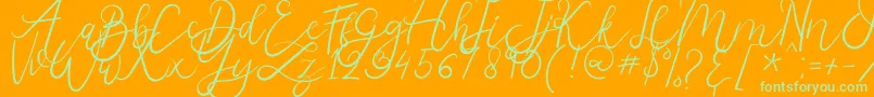 Melburn-Schriftart – Grüne Schriften auf orangefarbenem Hintergrund