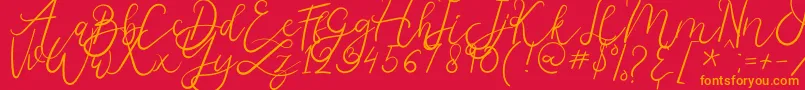 Melburn-Schriftart – Orangefarbene Schriften auf rotem Hintergrund