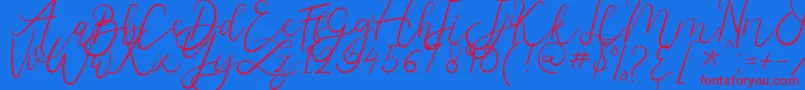 Melburn-Schriftart – Rote Schriften auf blauem Hintergrund