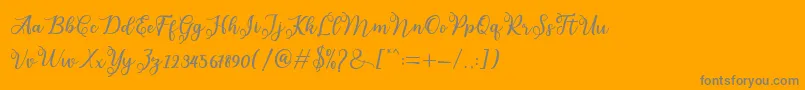 Weitere Informationen zur melda-Schriftart melda-Schriftart – Graue Schriften auf orangefarbenem Hintergrund