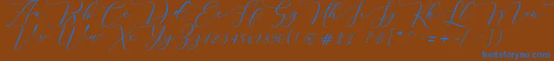 Czcionka Melinda script – niebieskie czcionki na brązowym tle