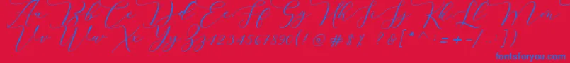 Melinda script-fontti – siniset fontit punaisella taustalla