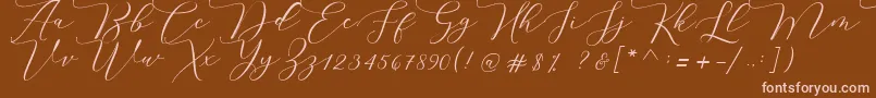 フォントMelinda script – 茶色の背景にピンクのフォント