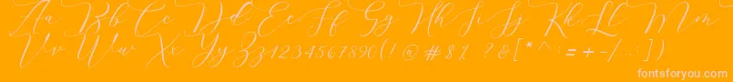 Czcionka Melinda script – różowe czcionki na pomarańczowym tle