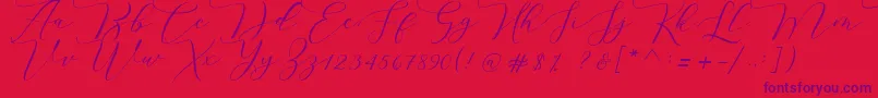 Czcionka Melinda script – fioletowe czcionki na czerwonym tle