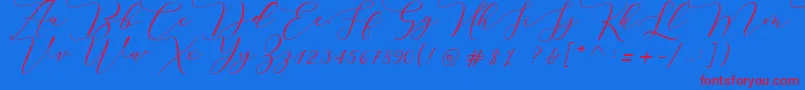 Czcionka Melinda script – czerwone czcionki na niebieskim tle