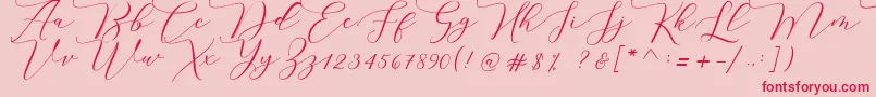 フォントMelinda script – ピンクの背景に赤い文字