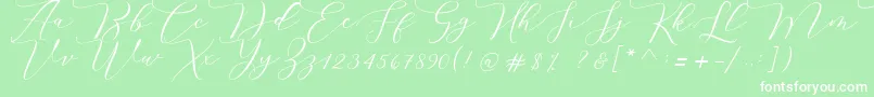 Fonte Melinda script – fontes brancas em um fundo verde