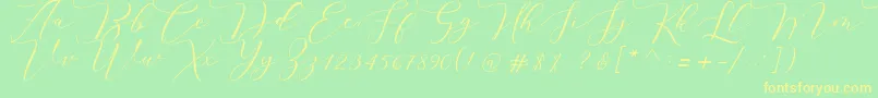 fuente Melinda script – Fuentes Amarillas Sobre Fondo Verde