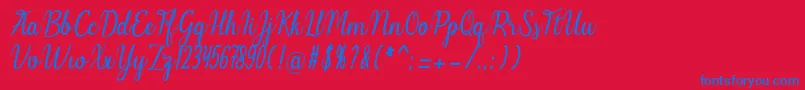 Melinda Font – Blue Fonts on Red Background