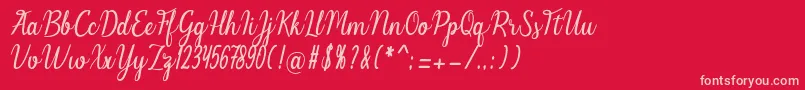 Melinda Font – Pink Fonts on Red Background