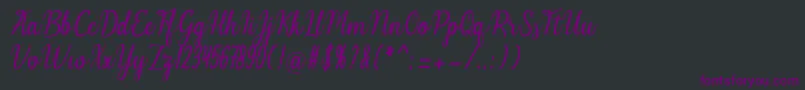 Czcionka Melinda – fioletowe czcionki na czarnym tle