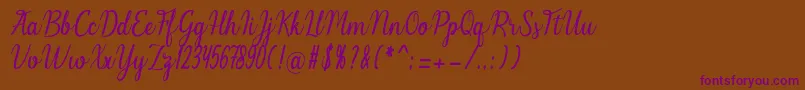 Melinda Font – Purple Fonts on Brown Background