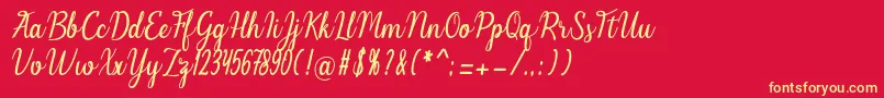 Melinda Font – Yellow Fonts on Red Background