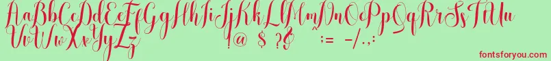 melisca  Font – Red Fonts on Green Background