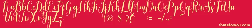 melisca  Font – Yellow Fonts on Red Background