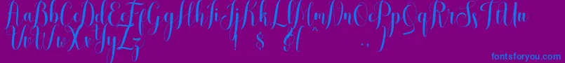 melisca-Schriftart – Blaue Schriften auf violettem Hintergrund