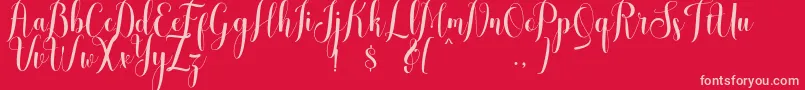 melisca-Schriftart – Rosa Schriften auf rotem Hintergrund
