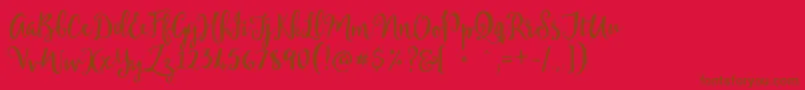 Mellanie Free Sample-Schriftart – Braune Schriften auf rotem Hintergrund
