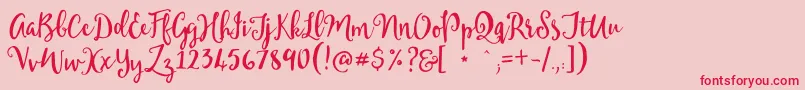 Mellanie Free Sample Font – Red Fonts on Pink Background